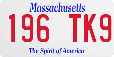 MA license plate 196TK9