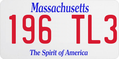 MA license plate 196TL3