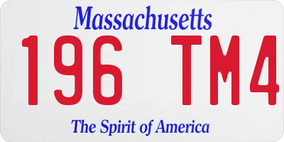 MA license plate 196TM4