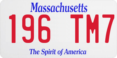 MA license plate 196TM7