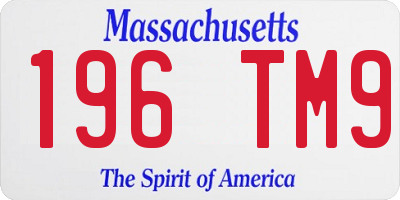 MA license plate 196TM9