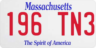 MA license plate 196TN3