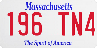 MA license plate 196TN4