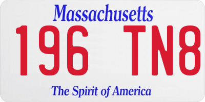 MA license plate 196TN8