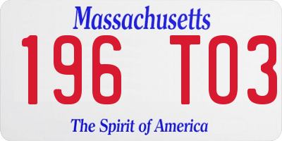 MA license plate 196TO3