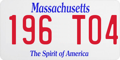 MA license plate 196TO4