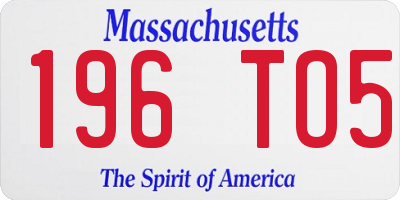 MA license plate 196TO5