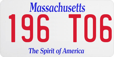 MA license plate 196TO6