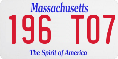 MA license plate 196TO7