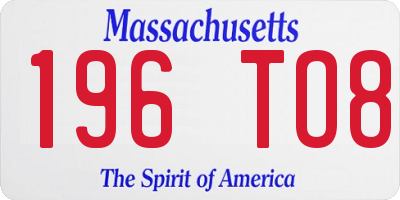 MA license plate 196TO8