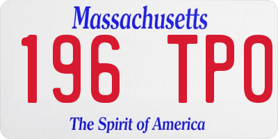 MA license plate 196TP0