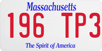 MA license plate 196TP3