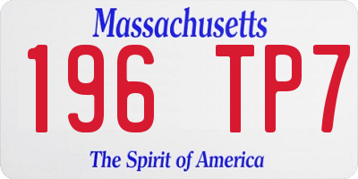 MA license plate 196TP7
