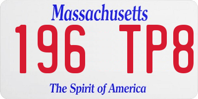 MA license plate 196TP8