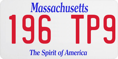 MA license plate 196TP9