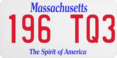 MA license plate 196TQ3
