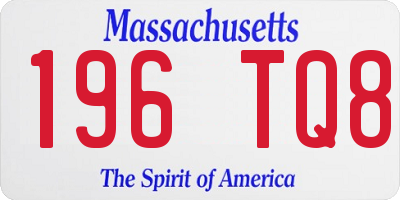 MA license plate 196TQ8