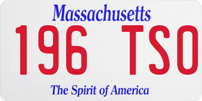 MA license plate 196TS0