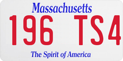 MA license plate 196TS4