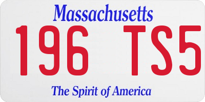 MA license plate 196TS5