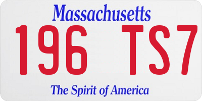 MA license plate 196TS7
