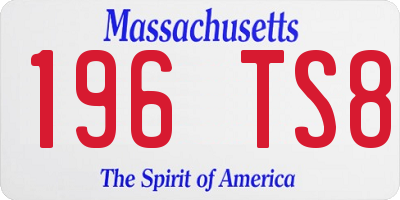MA license plate 196TS8