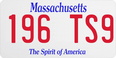 MA license plate 196TS9