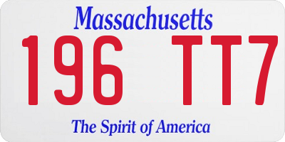 MA license plate 196TT7