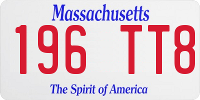 MA license plate 196TT8