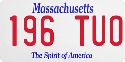 MA license plate 196TU0