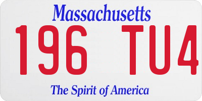 MA license plate 196TU4
