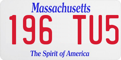 MA license plate 196TU5