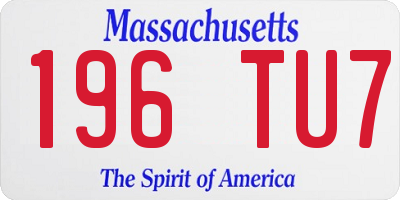 MA license plate 196TU7