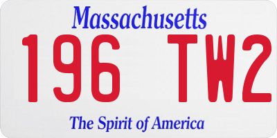 MA license plate 196TW2