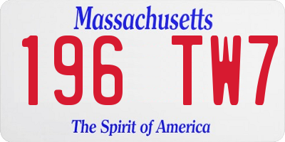 MA license plate 196TW7