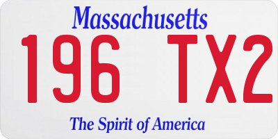 MA license plate 196TX2