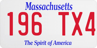 MA license plate 196TX4