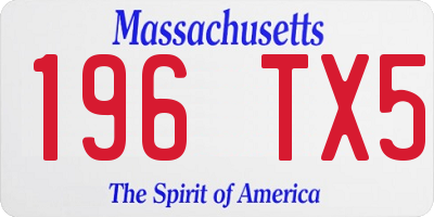 MA license plate 196TX5
