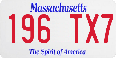 MA license plate 196TX7