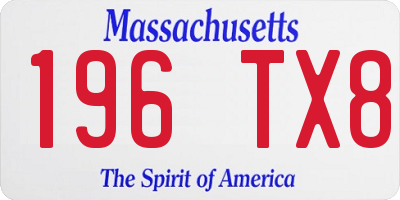 MA license plate 196TX8