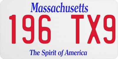 MA license plate 196TX9