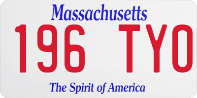 MA license plate 196TY0