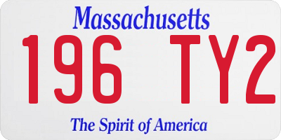 MA license plate 196TY2