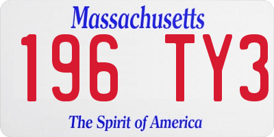 MA license plate 196TY3