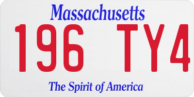 MA license plate 196TY4