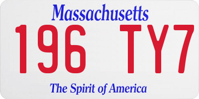 MA license plate 196TY7