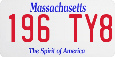 MA license plate 196TY8