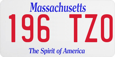 MA license plate 196TZ0
