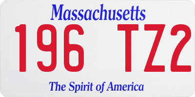 MA license plate 196TZ2