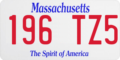 MA license plate 196TZ5